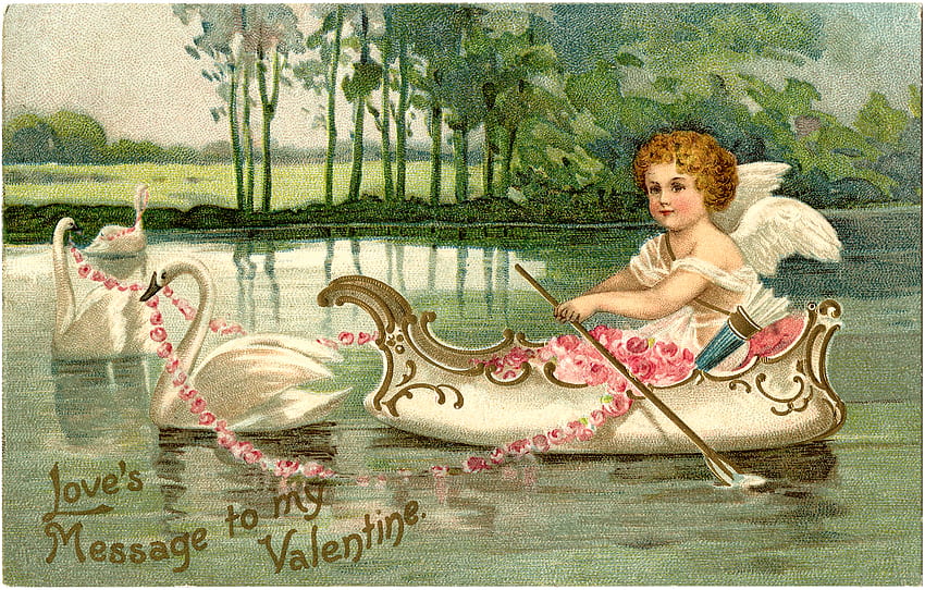 Valentine Cupid with Swans The Graphics Fairy [] for your , Mobile & Tablet. Explore Victorian Valentine . Victorian Valentine , Victorian , Victorian Background, Cupid Vintage HD wallpaper