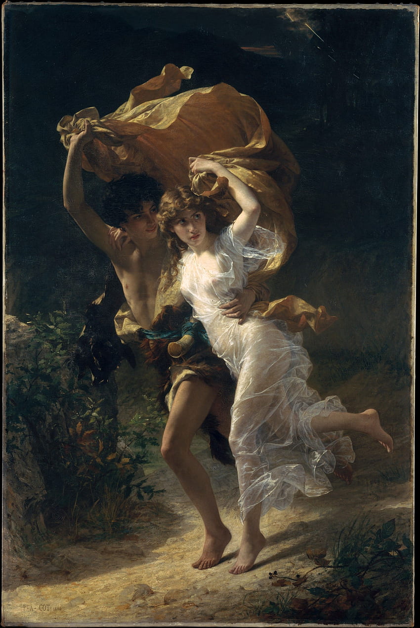 Pierre-Auguste Cot. La tempesta. Il Metropolitan Museum of Art, pittura a olio greca Sfondo del telefono HD