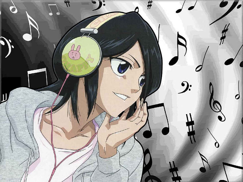 Rukia - Musik di telingaku, pemutih, rukia kuchiki, headphone, imut, rukia Wallpaper HD