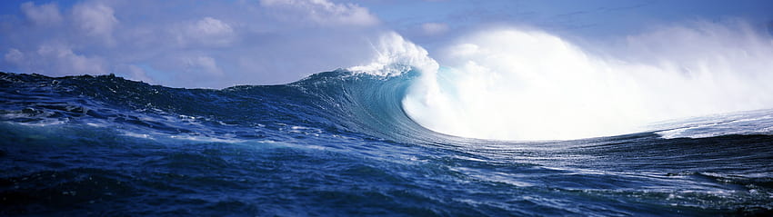Дългата вълна. Океан, вълни, гигантски вълни, двоен монитор за океан HD тапет