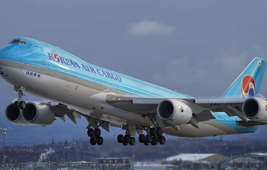 เที่ยวบิน, เครื่องบิน, อลาสก้า, 747, โบอิ้ง, สินค้า, สินค้าทางอากาศของเกาหลี, โบอิ้ง 747 8f สำหรับ , มาตรา авиация วอลล์เปเปอร์ HD