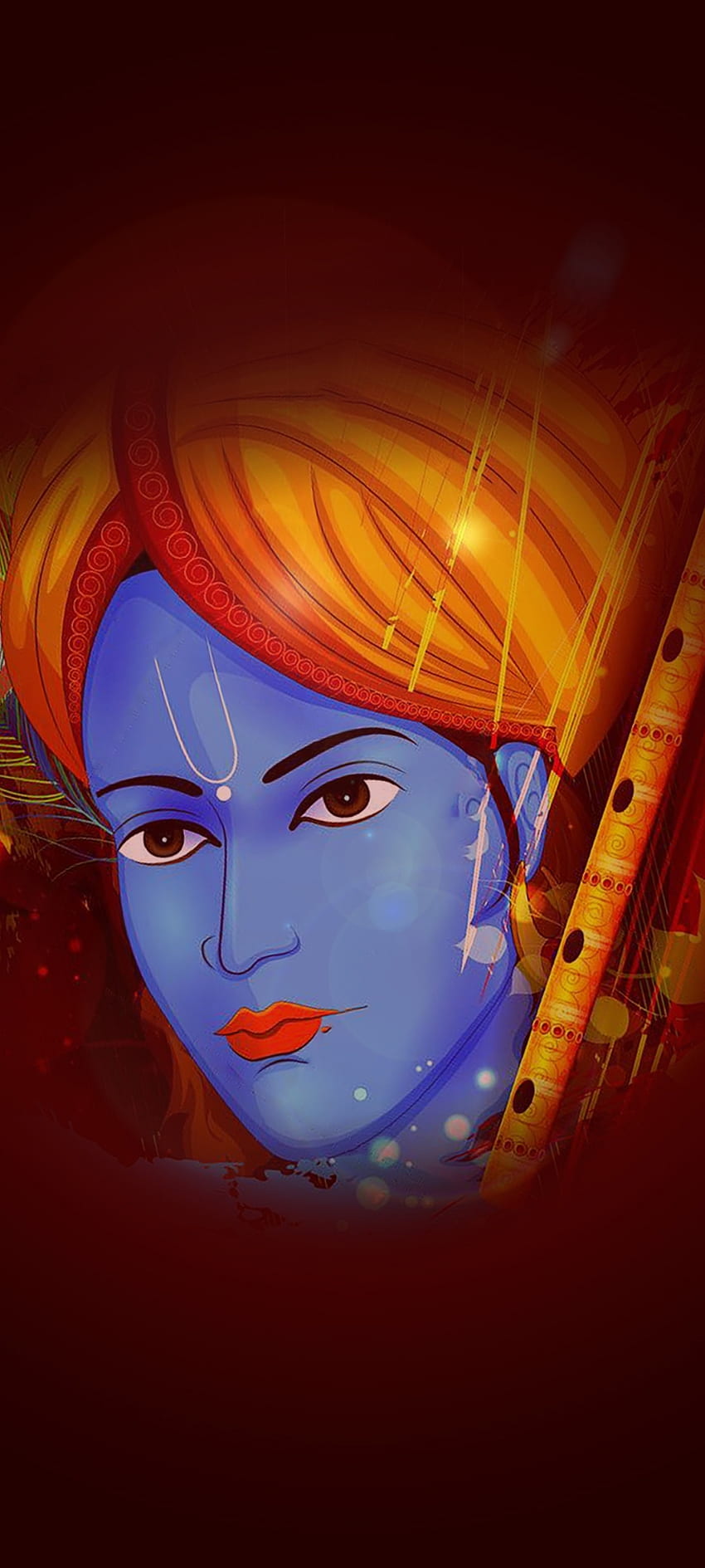 Shree Krishna, cabeza, naranja, hermosa, hindú, señor Krishna, Dios fondo de pantalla del teléfono