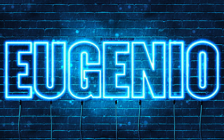 Eugenio, , com nomes, nome Eugenio, luzes de neon azuis, Eugenio Birtay, Happy Birtay Eugenio, nomes masculinos italianos populares, com nome Eugenio papel de parede HD