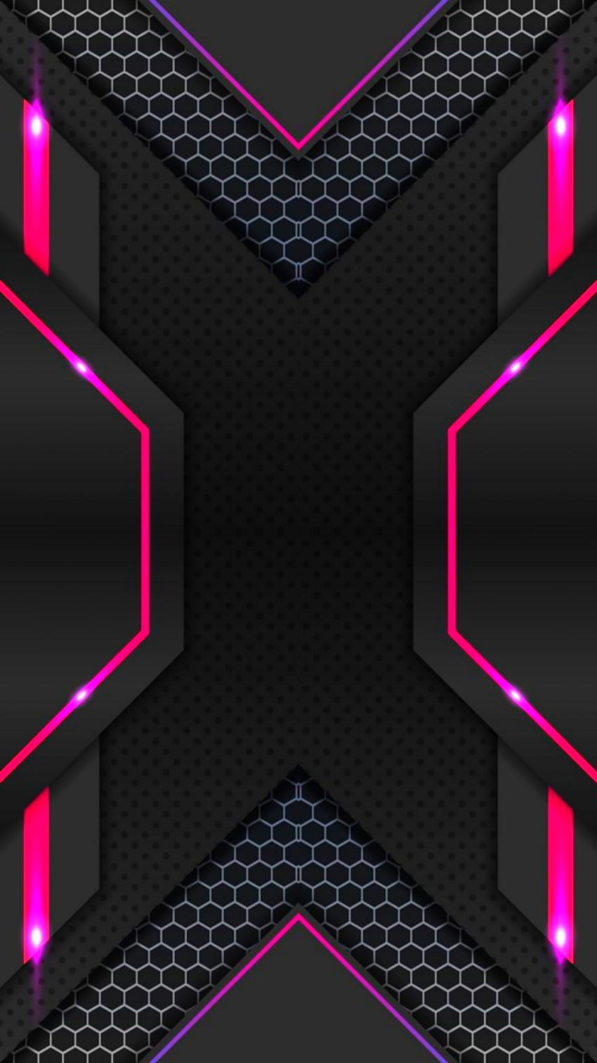 Black pink geometric, digital, tech, material, texture, design, pattern, gamer, hotpink, lines, mesh HD phone wallpaper