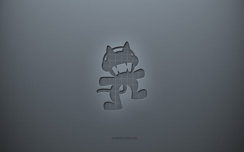 Monstercat logo, gray creative background, Monstercat emblem, gray paper texture, Monstercat, gray background, Monstercat 3d logo HD wallpaper