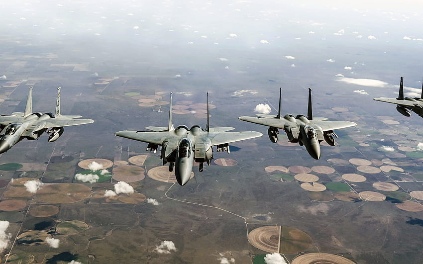 McDonnell Douglas F-15E Strike Eagle, amerikanischer Jagdbomber, F-15E, US Air Force, Kampfflugzeuge am Himmel, Militärflugzeuge HD-Hintergrundbild
