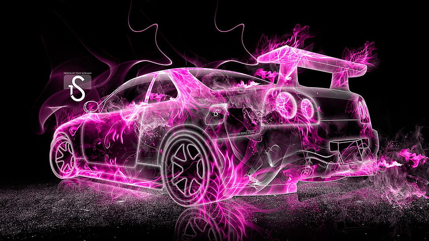 Nissan Skyline GTR R34 Pink Fire Abstract Car 2013 autorstwa [] na telefon komórkowy i tablet. Przeglądaj różowe samochody. Pink Floydów Tapeta HD