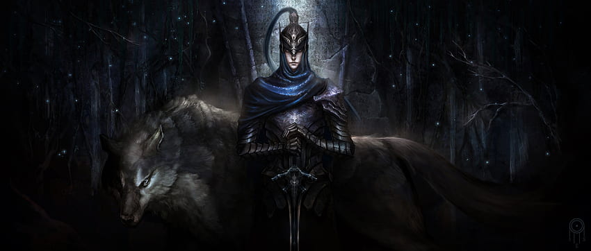 Dark Souls, alex eugene stoller, sword, fantasy, man, dark soul, wolf, lup, armor HD wallpaper