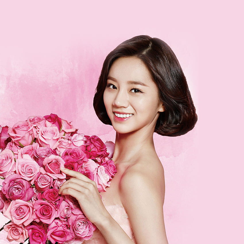ดอกไม้ Hyeri สาว Kpop สีชมพูน่ารัก iPad Air วอลล์เปเปอร์โทรศัพท์ HD