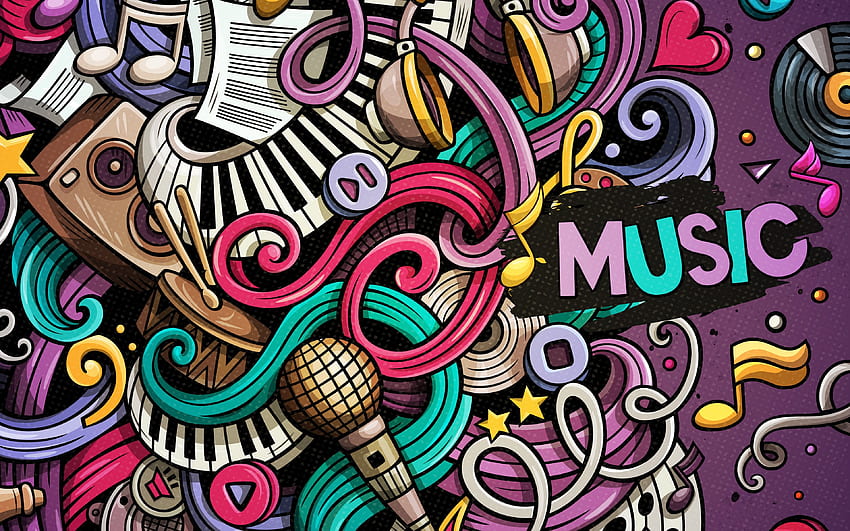 music, doodles, colorful HD wallpaper