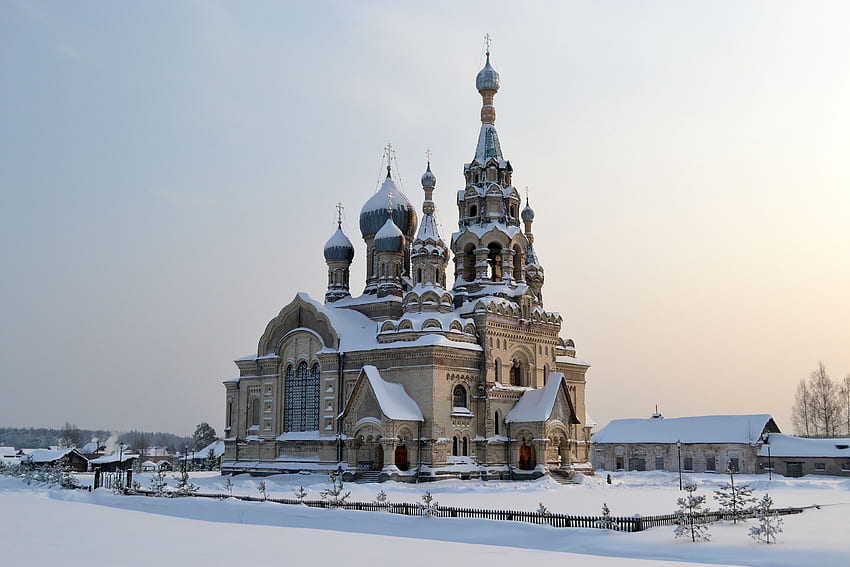 студ, сняг, зима, , Русия, Спаски храм HD тапет