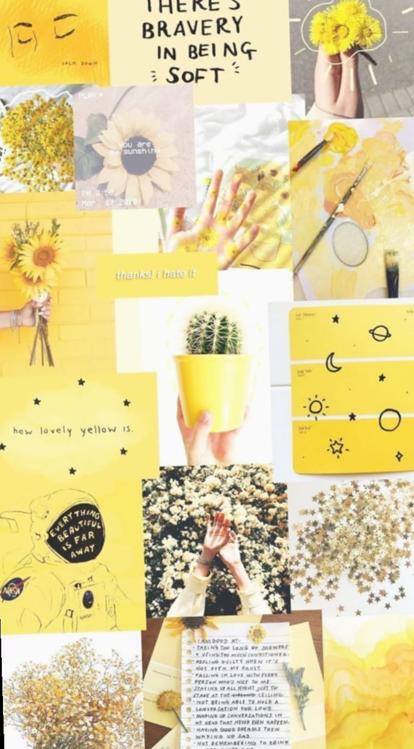 Cute Tumblr Yellow. Seni buku, Poster bunga, Lukisan flamingo, Soft Yellow Aesthetic HD phone wallpaper