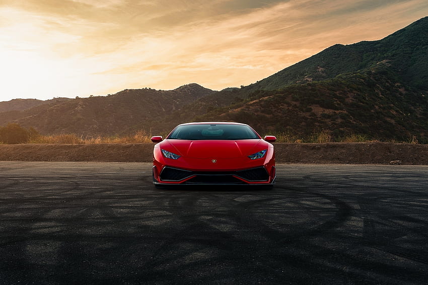 Coche, rojo Lamborghini Huracan fondo de pantalla
