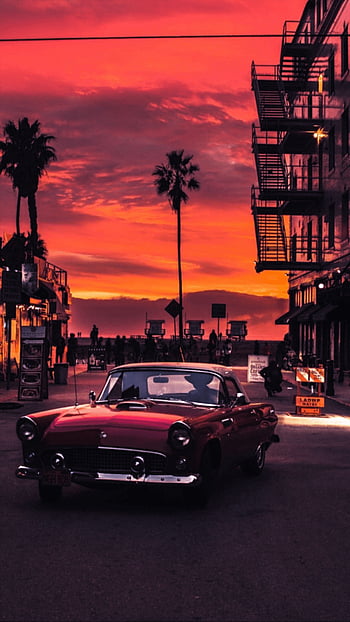 Retro neon car sunset HD wallpapers  Pxfuel
