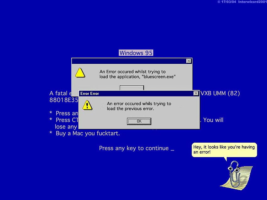 Niebieski ekran śmierci — niebieski ekran śmierci, błąd systemu Windows Tapeta HD