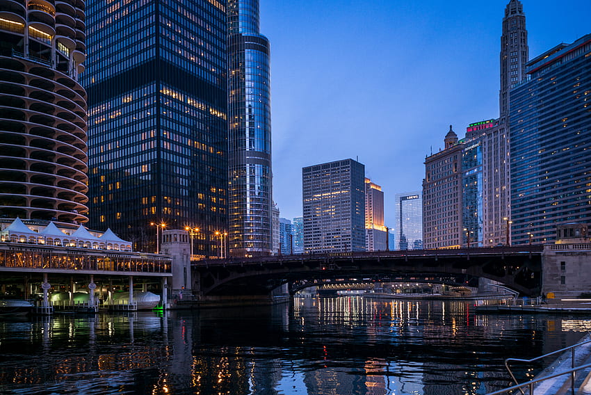 Cities, Architecture, Usa, City, Building, Skyscrapers, Bridge, United States, Chicago HD wallpaper