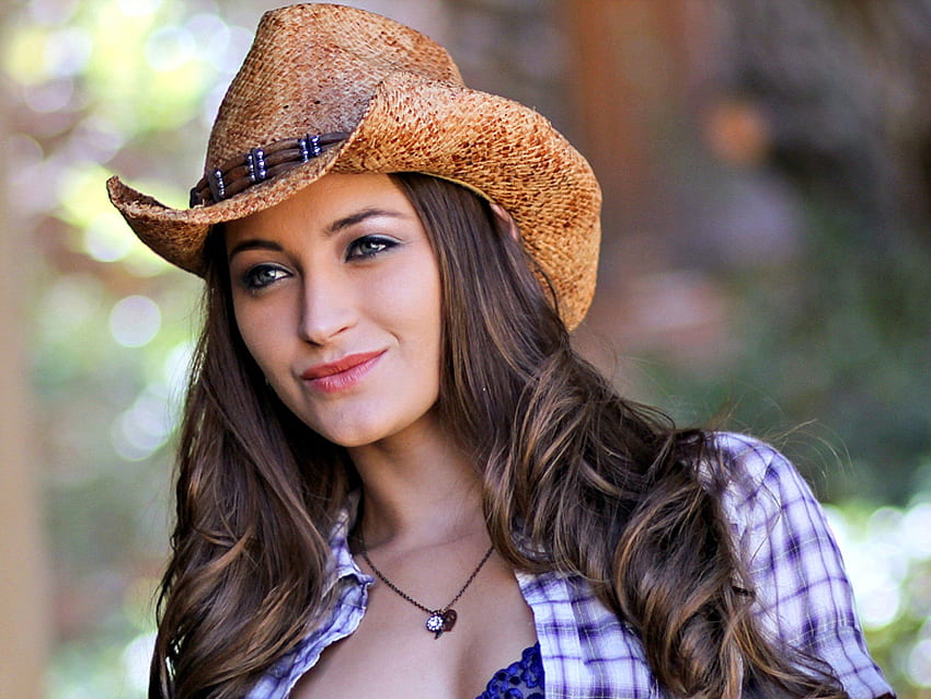 cowgirl, Cowboy, Hat, Brunette, Model / and Mobile Background HD wallpaper