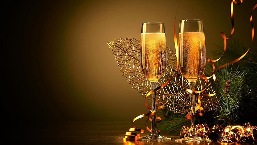 Glasses new year champagne, Champange HD wallpaper