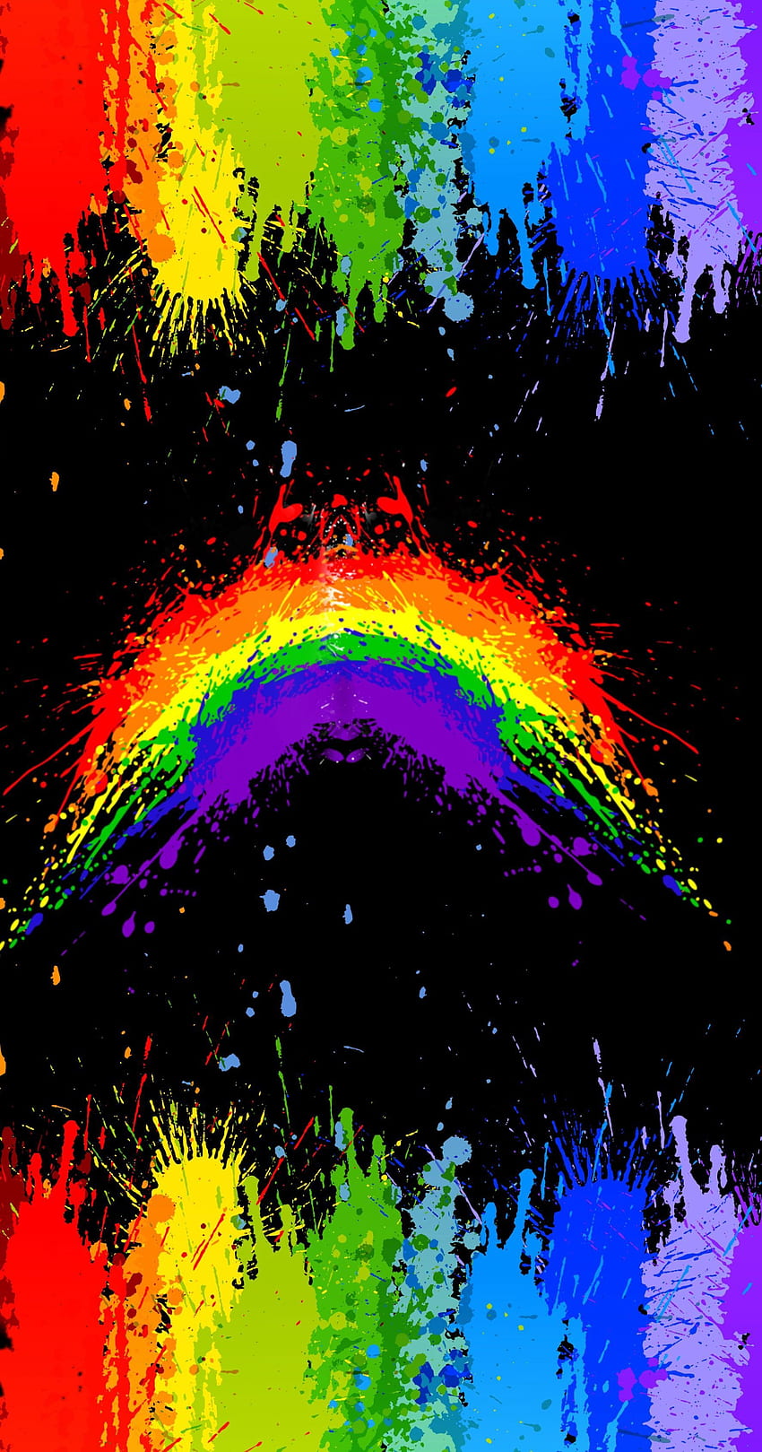 Salpicaduras de neón brillante ❤️, pintura arcoíris fondo de pantalla del teléfono