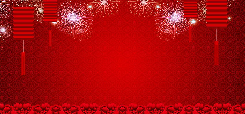 Red Lanterns Chinese New Year Style Poster Background in 2020, Spring Festival HD 월페이퍼