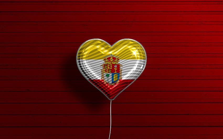 I Love Cuenca, , realistic balloons, red wooden background, Day of Cuenca, spanish provinces, flag of Cuenca, Spain, balloon with flag, Provinces of Spain, Cuenca flag, Cuenca HD wallpaper