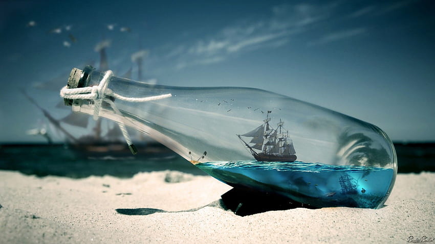 Kirim dalam botol. Kapal dalam botol, Pirates of the caribbean, manipulasi Wallpaper HD
