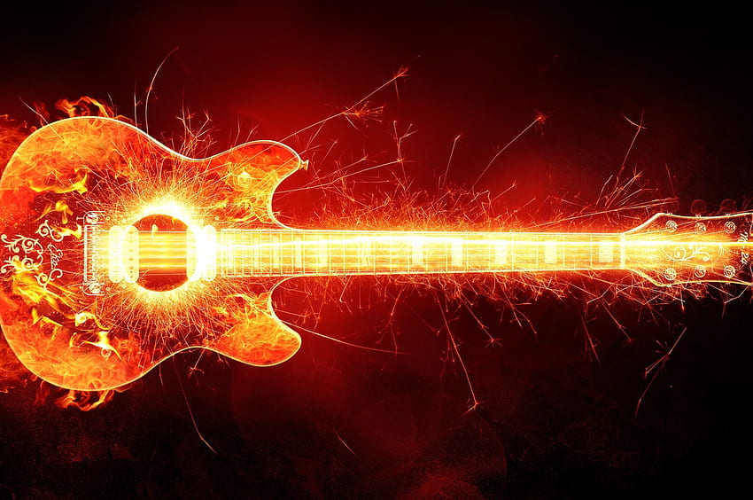 Guitar, Artistic, Fire, Particles, Instrument for Chromebook Pixel 高画質の壁紙