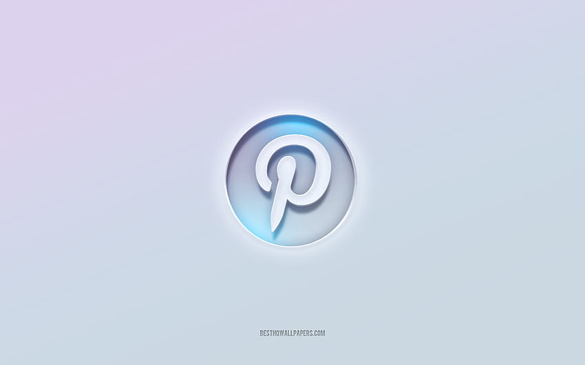 Pinterest のロゴ、3D テキストの切り抜き、白の背景、Pinterest の 3D ロゴ、Pinterest のエンブレム、Pinterest、エンボス加工されたロゴ、Pinterest の 3D エンブレム 高画質の壁紙