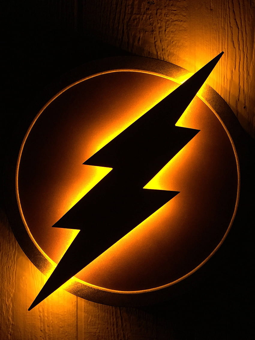 Justice League The Flash LED Illuminated Superhero Logo Night, Orange Lightning HD phone wallpaper