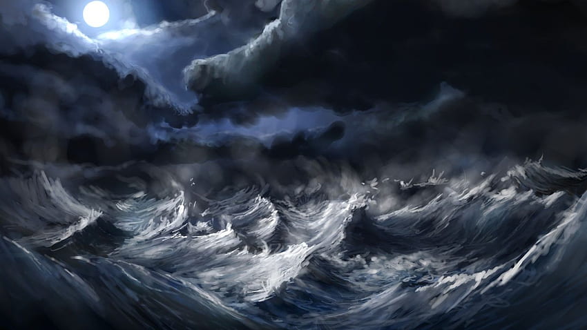 Anime Fantasy Storm Waves The Element On D 221005, Anime Weather HD wallpaper