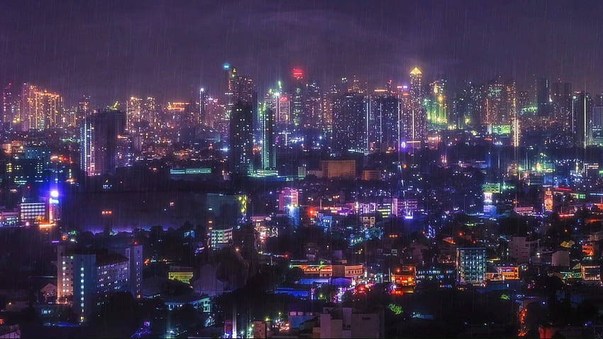 Bir anime arka planı olarak Metro Manila silüeti: Filipinler HD duvar kağıdı