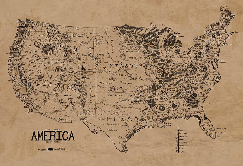 Peta Amerika Serikat, di dengan gaya Lord of the Rings, Peta Lotr Wallpaper HD