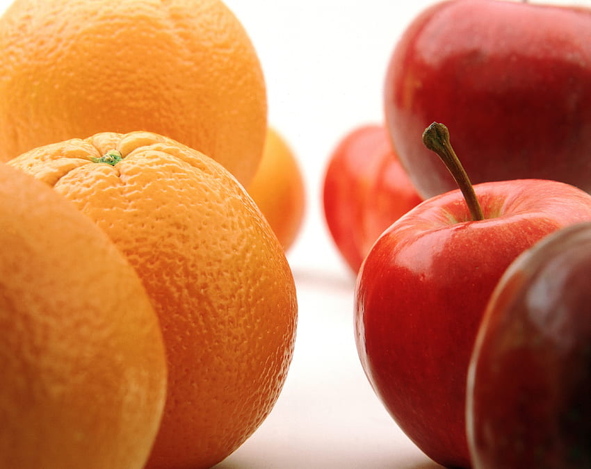 Food, Oranges, Apples, Macro HD wallpaper