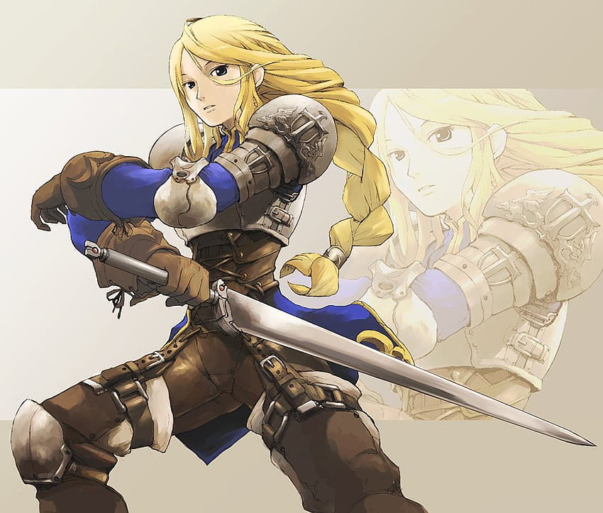 Do not Be Fooled by a Pretty Smile with Steel Behind It, blond, sword, armour, knight, girl, beautiful, woman, anime, steel, warrior HD wallpaper
