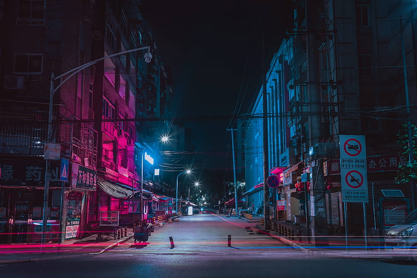 city street, quiet, deserted, night, street HD wallpaper