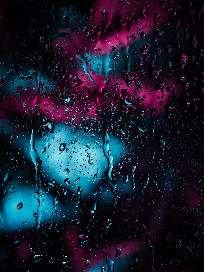 Дъжд, капки, макро, тъмно, повърхност, влага, стъкло HD тапет за телефон