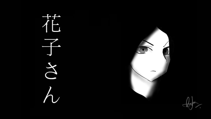 Hanako san, Anime, Japan, Japanese, Fan art, Monochrome, Dark, Japanese Text HD wallpaper