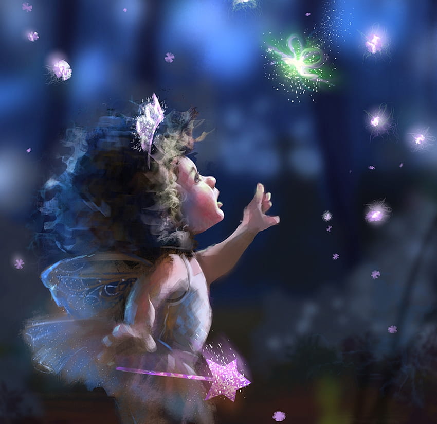 Little fairy, cute, fantasy, 3d, wings, fairy, HD wallpaper | Peakpx