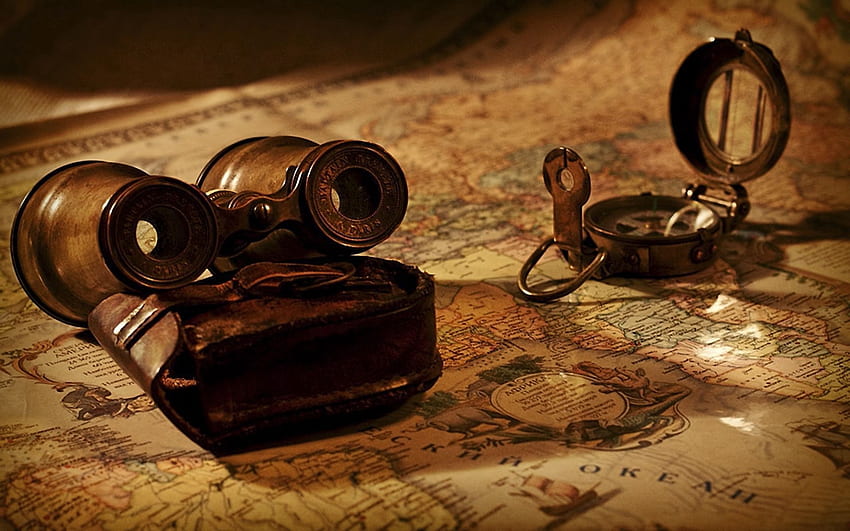 Map, Compass, Binoculars HD wallpaper
