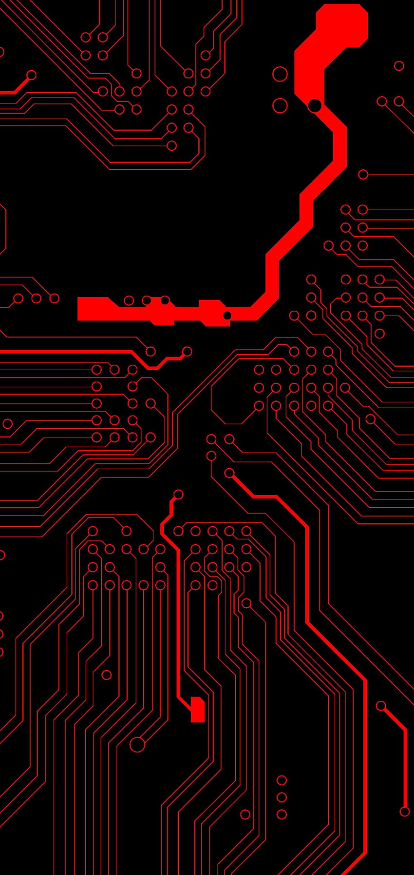 Circuit imprimé rouge par Cmwhph32u1 Galaxy S10 Hole Punch, Neon Circuit Fond d'écran de téléphone HD