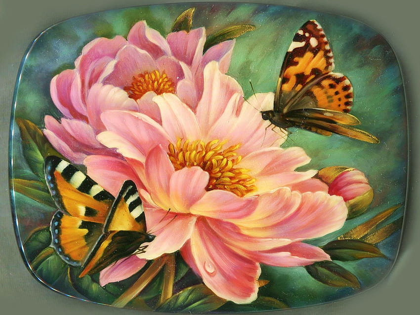 bbutterfly on flower, butterflies, nature, kleiner fuchs, flowers HD wallpaper