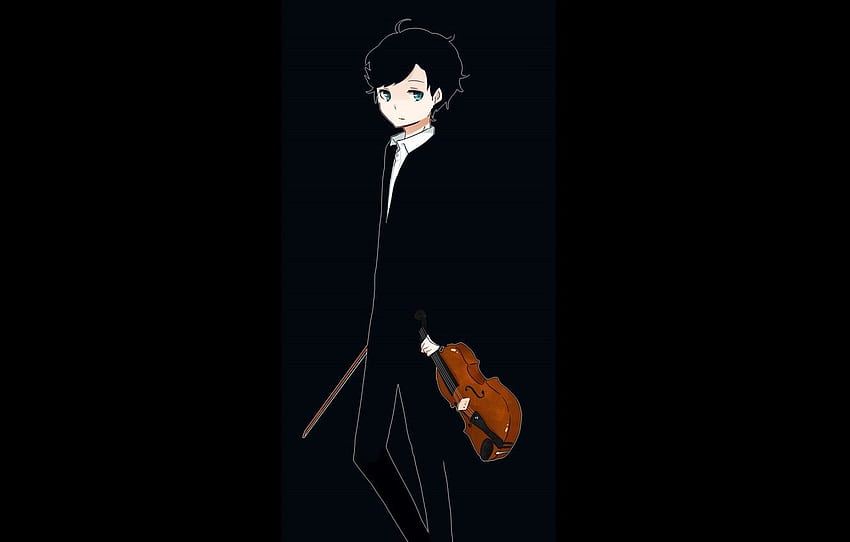 violín, niño, arte, la serie, Sherlock Holmes, negro, dibujos animados de Sherlock Holmes fondo de pantalla
