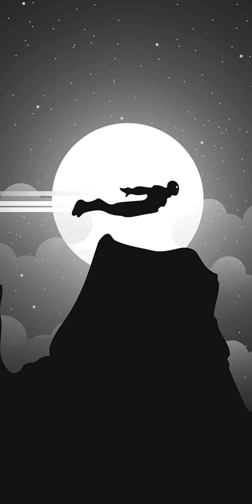 Malam, penerbangan, iron man, bw, ilustrasi,, Flying Iron Man wallpaper ponsel HD