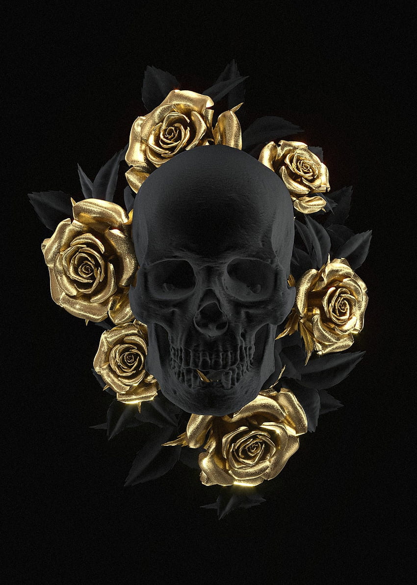 Black and Gold Skull HD phone wallpaper