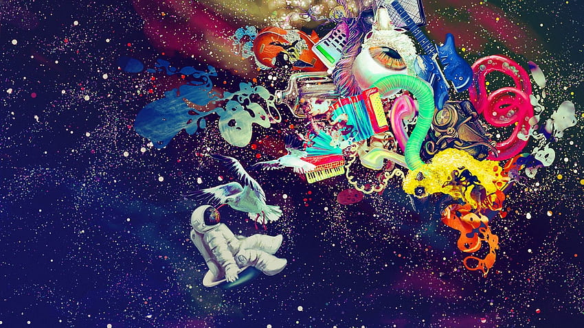 trippy astronaut in space. Psychedelic. Trippy HD wallpaper