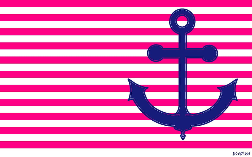 Pink striped anchor, blue, pink, anchor, strips HD wallpaper