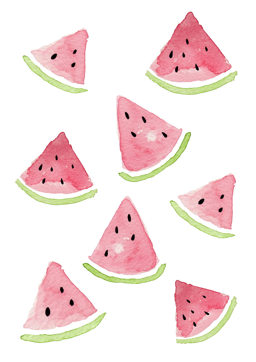 I made this watermelon chunks with watercolor. Watermelon illustration ...