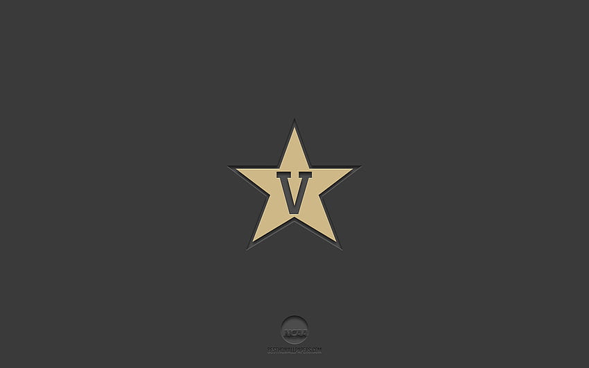 Vanderbilt Commodores, сив фон, отбор по американски футбол, емблема на Vanderbilt Commodores, NCAA, Тенеси, САЩ, американски футбол, лого на Vanderbilt Commodores HD тапет