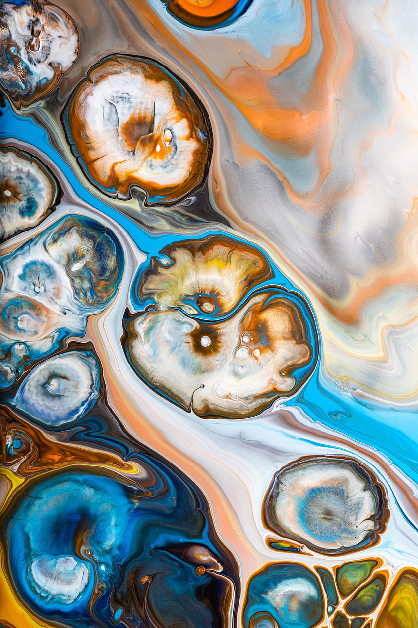 niebiesko-biały abstrakcyjny – Ornament, Geode Tapeta na telefon HD
