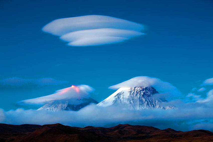 Sky art, blue sky, shapes, design, light, snow, clouds, peak HD wallpaper